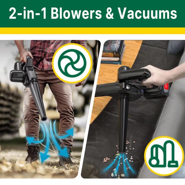 21V Air blower 2-in-1 Blowing & Suction Leaf Blower Dust Collector For Pet Hair Car For Makita 18V Battery - Image 3
