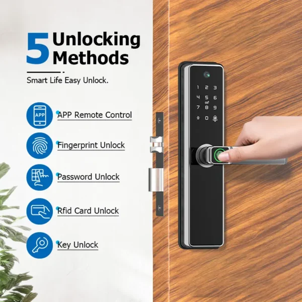 Intelligent Waterproof Home Biometric Keyless Electronic Locks Tuya Digital Wifi Fingerprint Smart Door Lock with camera - Image 2